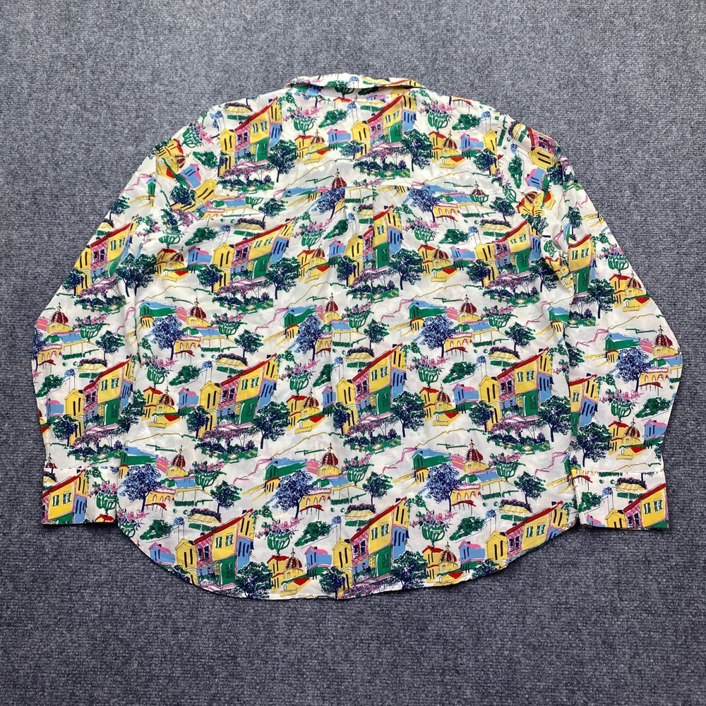 Boden Sienna Womens Silk Scenic Village Print Button Shirt Multi Color 16-18R - Picture 7 of 8